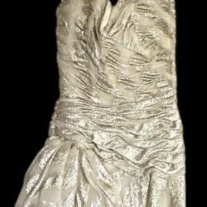 Victor Costa 4 Vintage Champagne Evening Gown Holiday Party Formal